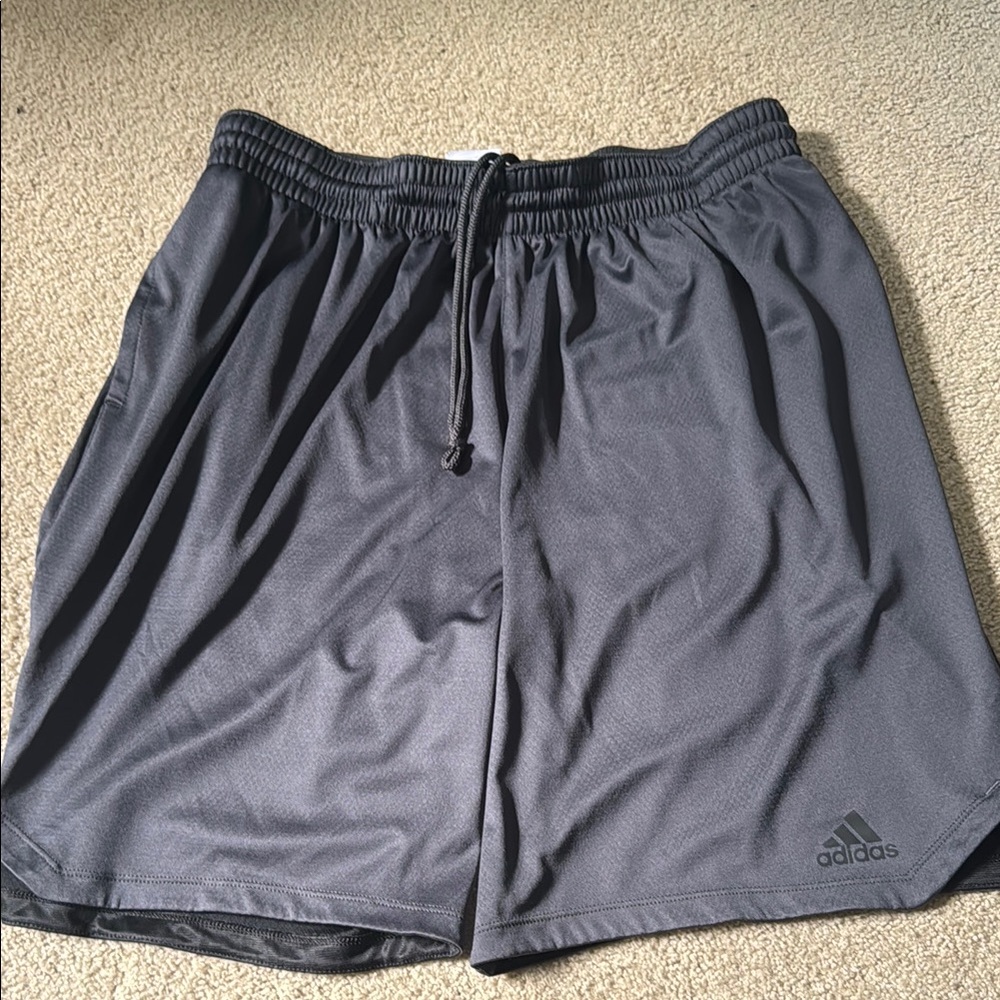Adidas Gray Athletic Shorts with Elastic Waistband